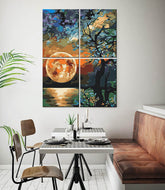 Painting by Numbers Full Moon Evening Mood 4 Panel
